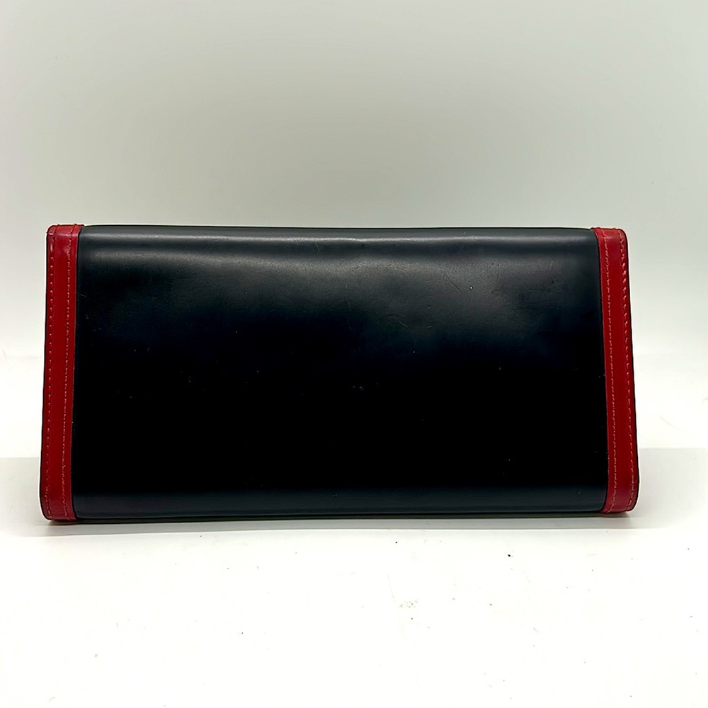 Salvatore Ferragamo Authentic Vintage Red/Black Leather Trifold Wallet Purse - Picture 2 of 6